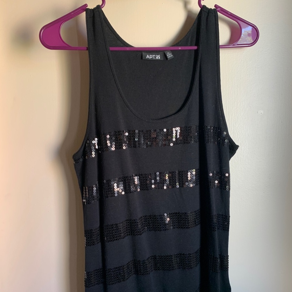 Black tank top with sequin details